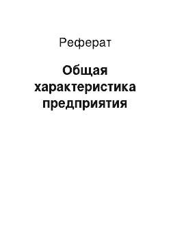 Реферат: Общая характеристика предприятия