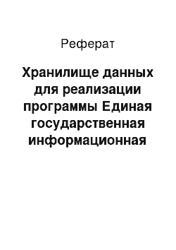 Реферат: Хранилище данных для реализации программы Единая государственная информационная система здравоохранения