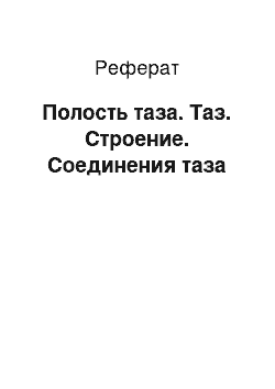 Реферат: Полость таза. Таз. Строение. Соединения таза