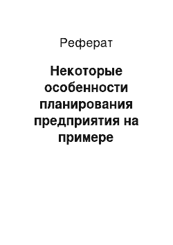 Реферат: Некоторые особенности планирования предприятия на примере предприятия розничной торговли