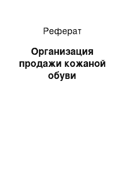 Реферат: Организация продажи кожаной обуви