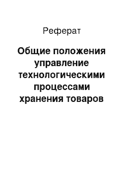 Реферат: Общие положения управление технологическими процессами хранения товаров на складе