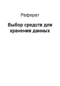 Реферат: Выбор средств для хранения данных