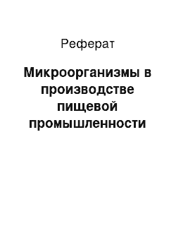 Реферат: Микроорганизмы в производстве пищевой промышленности