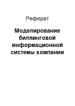 Реферат: Моделирование биллинговой информационной системы компании