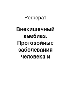 Реферат: Внекишечный амебиаз. Протозойные заболевания человека и животных. Способы их профилактики