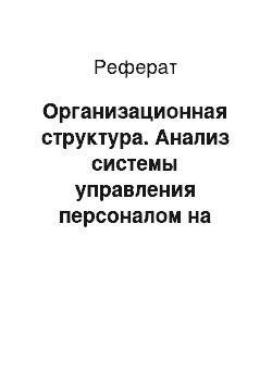 Реферат: Организационная структура. Анализ системы управления персоналом на предприятии гостиничной индустрии "Парк-Отель"