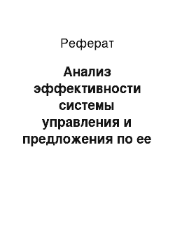 Реферат: Анализ эффективности системы управления и предложения по ее совершенствованию