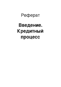 Реферат: Введение. Кредитный процесс