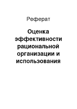 Реферат: Оценка эффективности рациональной организации и использования городских территорий