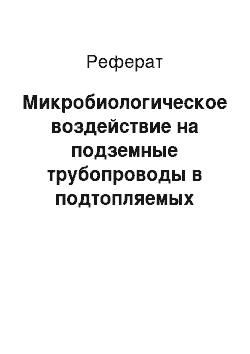 Реферат: Микробиологическое воздействие на подземные трубопроводы в подтопляемых лёссовых массивах