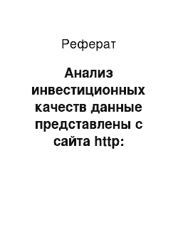 Реферат: Анализ инвестиционных качеств данные представлены с сайта http: //www.fdfgroup.ru