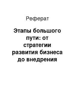 Реферат: Этапы большого пути: от стратегии развития бизнеса до внедрения информационных систем