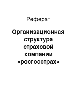 Реферат: Организационная структура страховой компании «росгосстрах»