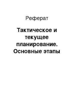 Реферат: Тактическое и текущее планирование. Основные этапы