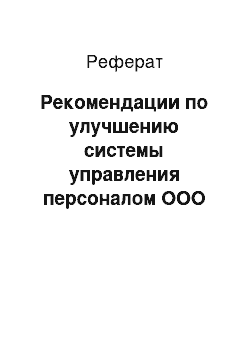 Реферат: Рекомендации по улучшению системы управления персоналом ООО «Монитор-Дон» с использованием международного опыта