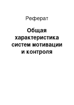 Реферат: Общая характеристика систем мотивации и контроля