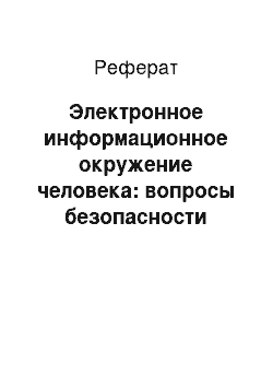 Реферат: Электронное информационное окружение человека: вопросы безопасности