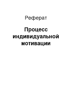 Реферат: Процесс индивидуальной мотивации