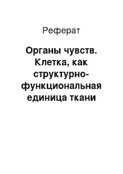 Реферат: Органы чувств. Клетка, как структурно-функциональная единица ткани