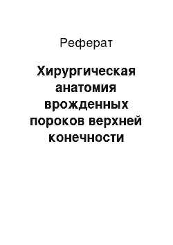 Реферат: Хирургическая анатомия врожденных пороков верхней конечности