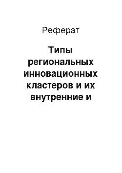 Реферат: Типы региональных инновационных кластеров и их внутренние и внешние отношения