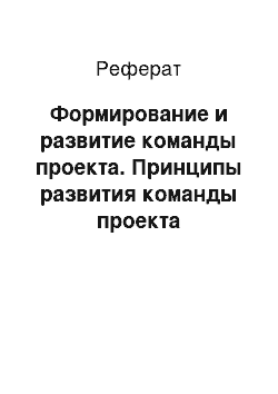 Реферат: Формирование и развитие команды проекта. Принципы развития команды проекта