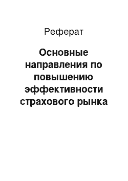 Реферат: Основные направления по повышению эффективности страхового рынка РБ условиях перехода к рыночной экономике