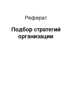 Реферат: Подбор стратегий организации