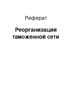 Реферат: Реорганизация таможенной сети