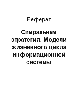 Реферат: Спиральная стратегия. Модели жизненного цикла информационной системы