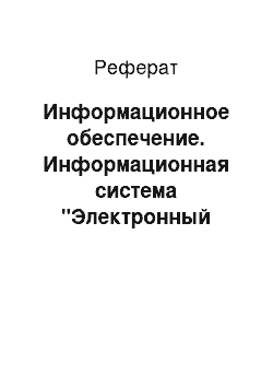 Реферат: Информационное обеспечение. Информационная система "Электронный консультант"