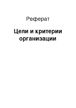 Реферат: Цели и критерии организации