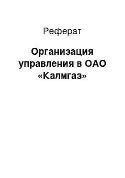 Реферат: Организация управления в ОАО «Калмгаз»