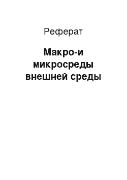 Реферат: Макро-и микросреды внешней среды