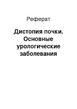 Реферат: Дистопия почки. Основные урологические заболевания