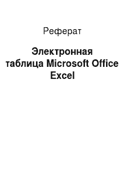 Реферат: Электронная таблица Microsoft Office Excel
