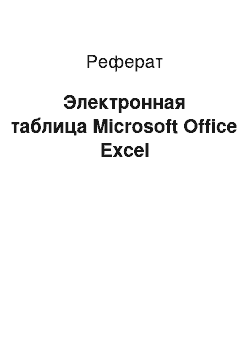 Реферат: Электронная таблица Microsoft Office Excel