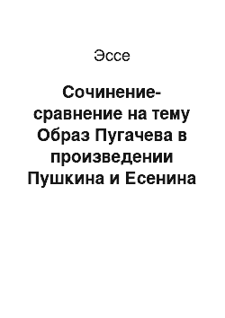 Эссе: Сочинение-сравнение на тему Образ Пугачева в произведении Пушкина и Есенина