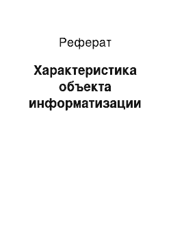 Реферат: Характеристика объекта информатизации