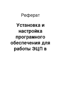 Реферат: Установка и настройка програмного обеспечения для работы ЭЦП в интернет браузерах и офисных приложениях