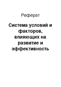 Реферат: Система условий и факторов, влияющих на развитие и эффективность предпринимательской деятельности