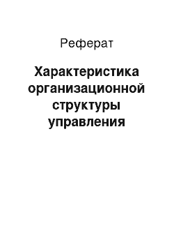 Реферат: Характеристика организационной структуры управления