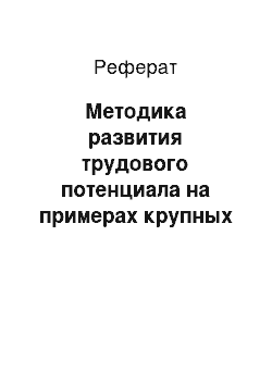 Реферат: Методика развития трудового потенциала на примерах крупных компаний