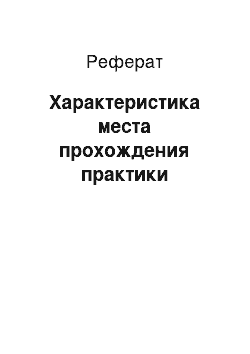 Реферат: Характеристика места прохождения практики