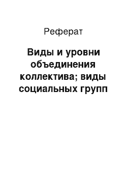 Реферат: Виды и уровни объединения коллектива; виды социальных групп