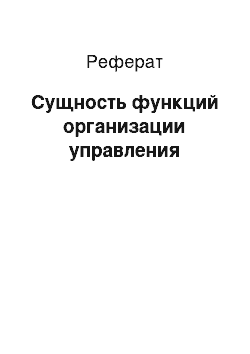 Реферат: Сущность функций организации управления