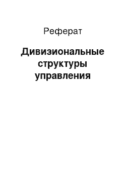 Реферат: Дивизиональные структуры управления