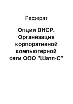 Реферат: Опции DHCP. Организация корпоративной компьютерной сети ООО "Шатл-С"