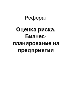 Реферат: Оценка риска. Бизнес-планирование на предприятии